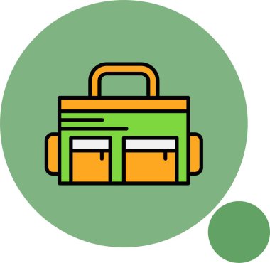 Renkli arkaplanda bez çantası simgesi, vektör illüstrasyonu 