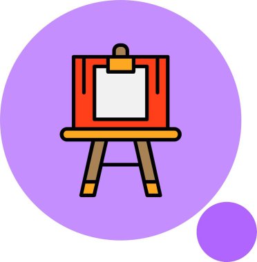 Renkli arkaplan üzerindeki Easel simgesi, vektör illüstrasyonu 