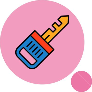 Renkli arkaplan üzerindeki anahtar simgesi, vektör illüstrasyonu  