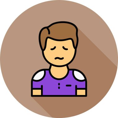 Renkli arkaplan, vektör illüstrasyonunda endiselenen adam yüzü  