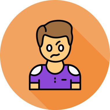 Renkli arkaplanda sinirli adam yüzü, vektör illüstrasyonu  