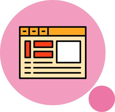 Pembe daireler üzerine renkli web sitesi yerleşim simgesi