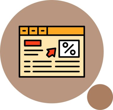 Yüzde sembolü gösteren web sitesi illüstrasyonu