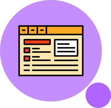 Mor arkaplanda renkli web sitesi arayüzü simgesi