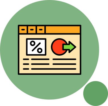 Yüzdelik sembolü ve yeşil oku gösteren web sayfası