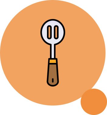 Renkli arkaplanda benekli kaşık simgesi, vektör illüstrasyonu 