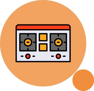 Renkli arkaplan üzerindeki hob simgesi, vektör illüstrasyonu 