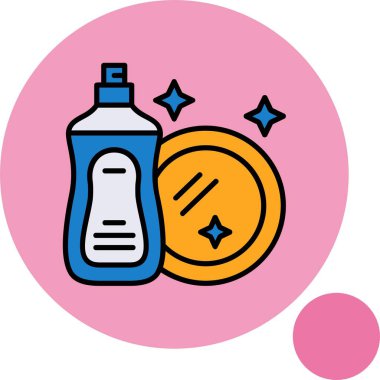 Renkli arkaplanda tabak yıkama simgesi, vektör illüstrasyonu  