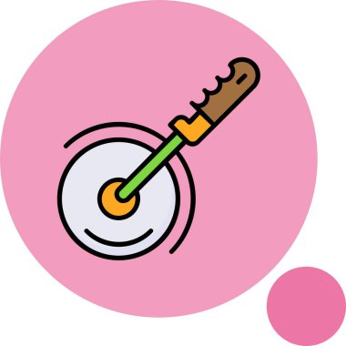 Pembe arka planda dönen renkli pizza kesicisi