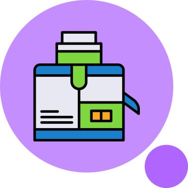 Mor dairesel arkaplan karşısında renkli yazıcı simgesi