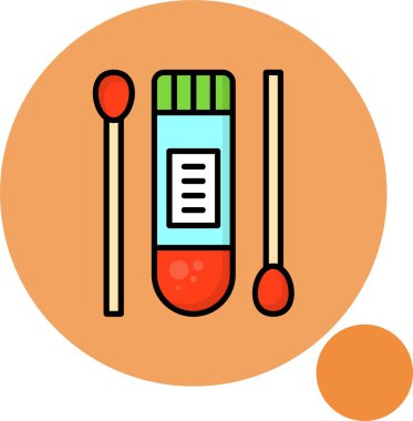 Tıbbi örnekler ve örnek tüp çizimleri çemberin içinde