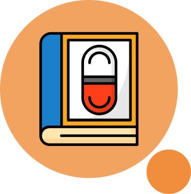 Renkli arkaplan, vektör illüstrasyonunda Tıp Bilgileri Kitabı simgesi  