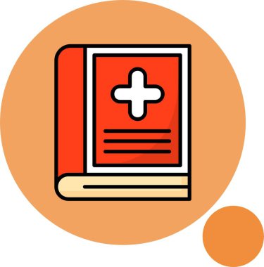 Renkli arkaplan, vektör illüstrasyonu üzerine tıp kitabı simgesi  