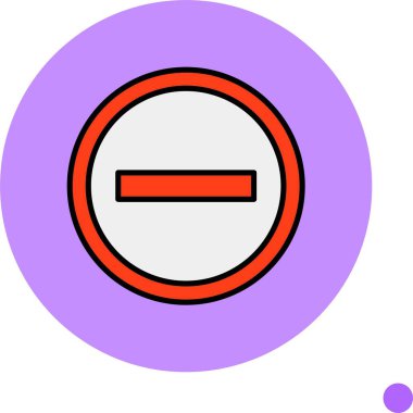 Mor çemberin içindeki kırmızı çizgili eksi sembol