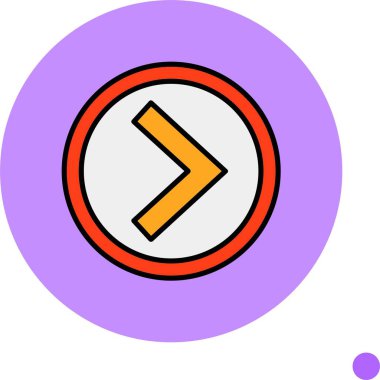 Renkli arkaplanda sembol ileri simgesi, vektör illüstrasyonu  