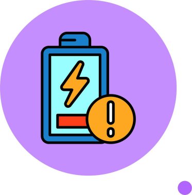 Çok yönlü stil ve asgari vektör simgesi, pil düşük