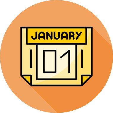 01 Ocak takvim simgesi, vektör illüstrasyonu