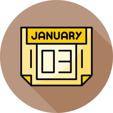 03 Ocak takvim simgesi, vektör illüstrasyonu