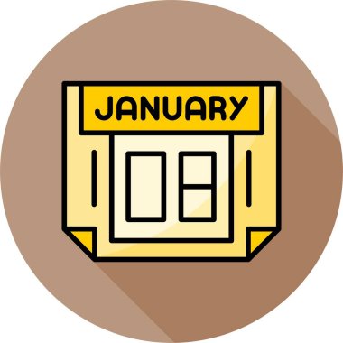 08 Ocak takvim simgesi, vektör illüstrasyonu