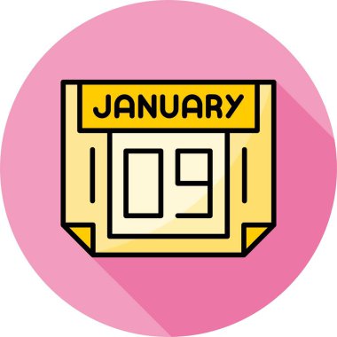 09 Ocak takvim simgesi, vektör illüstrasyonu