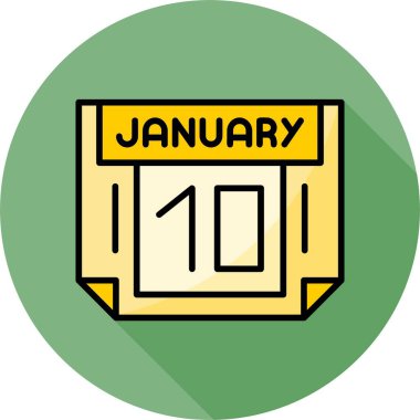 10 Ocak takvim simgesi, vektör illüstrasyonu