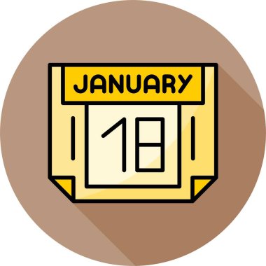 18 Ocak takvim simgesi, vektör illüstrasyonu