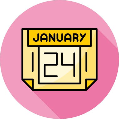 24 Ocak takvim simgesi, vektör illüstrasyonu