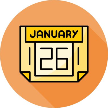 26 Ocak takvim simgesi, vektör illüstrasyonu