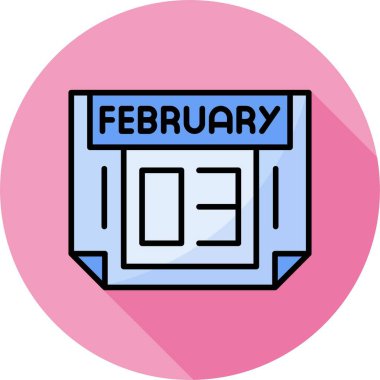 03 Şubat takvim simgesi, vektör illüstrasyonu