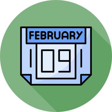 09 Şubat takvim simgesi, vektör illüstrasyonu