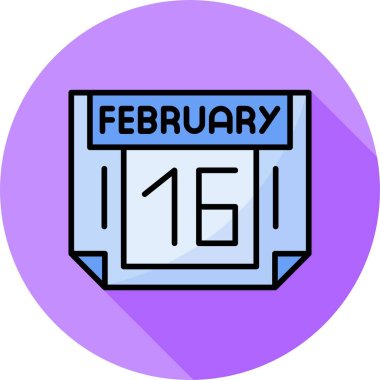 16 Şubat takvim simgesi, vektör illüstrasyonu