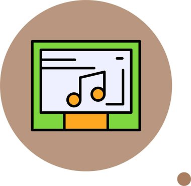 Renkli arkaplan üzerindeki müzik simgesi, vektör illüstrasyonu  