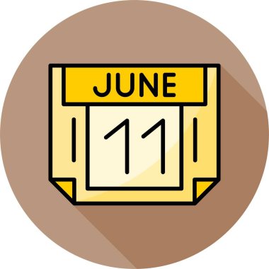 11 Haziran takvim simgesi, vektör illüstrasyonu