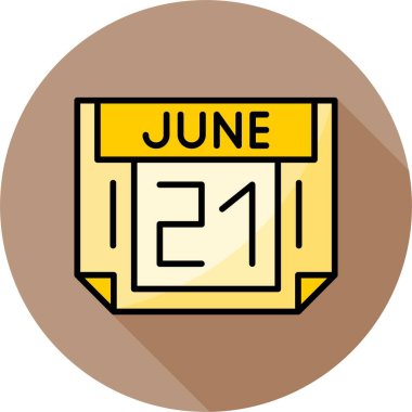 21 Haziran takvim simgesi, vektör illüstrasyonu