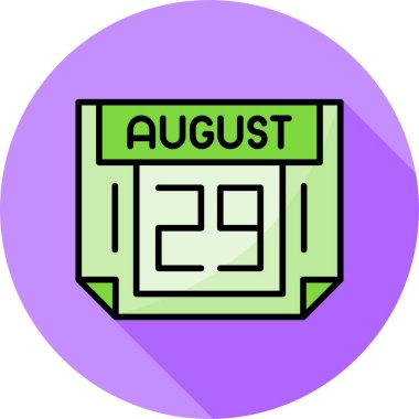29 Ağustos takvim simgesi, vektör illüstrasyonu