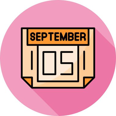 05 Eylül takvim simgesi, vektör illüstrasyonu