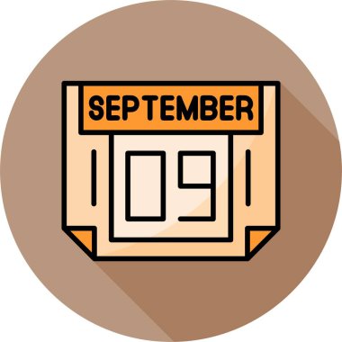 09 Eylül takvim simgesi, vektör illüstrasyonu