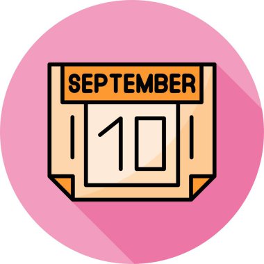 10 Eylül takvim simgesi, vektör illüstrasyonu