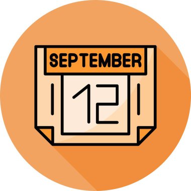 12 Eylül takvim simgesi, vektör illüstrasyonu