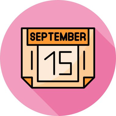15 Eylül takvim simgesi, vektör illüstrasyonu