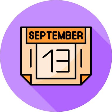 13 Eylül takvim simgesi, vektör illüstrasyonu