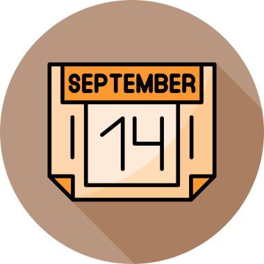 14 Eylül takvim simgesi, vektör illüstrasyonu
