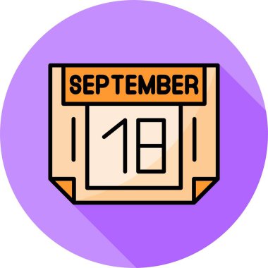 18 Eylül takvim simgesi, vektör illüstrasyonu