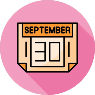 30 Eylül takvim simgesi, vektör illüstrasyonu