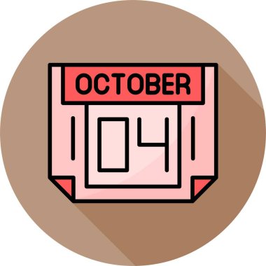 04 Ekim takvim simgesi, vektör illüstrasyonu