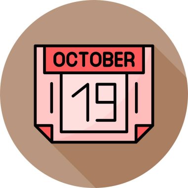 19 Ekim takvim simgesi, vektör illüstrasyonu