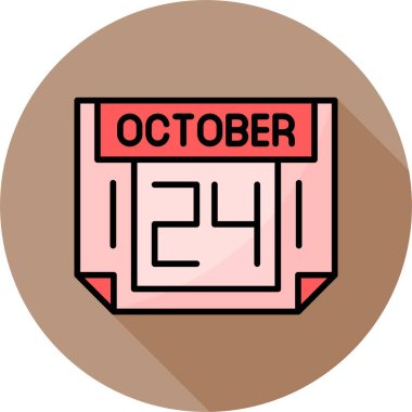 24 Ekim takvim simgesi, vektör illüstrasyonu