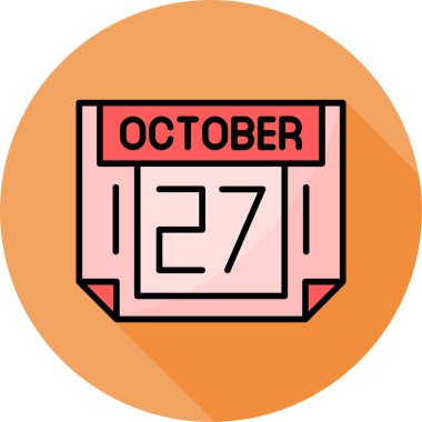 27 Ekim takvim simgesi, vektör illüstrasyonu