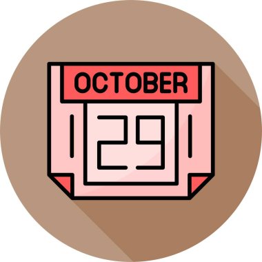 29 Ekim takvim simgesi, vektör illüstrasyonu