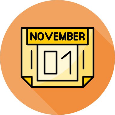 01 Kasım takvim simgesi, vektör illüstrasyonu
